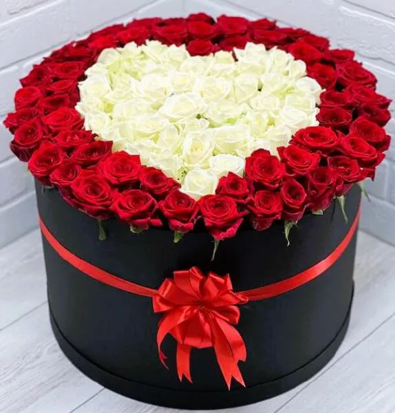 101 роза в шляпной коробке